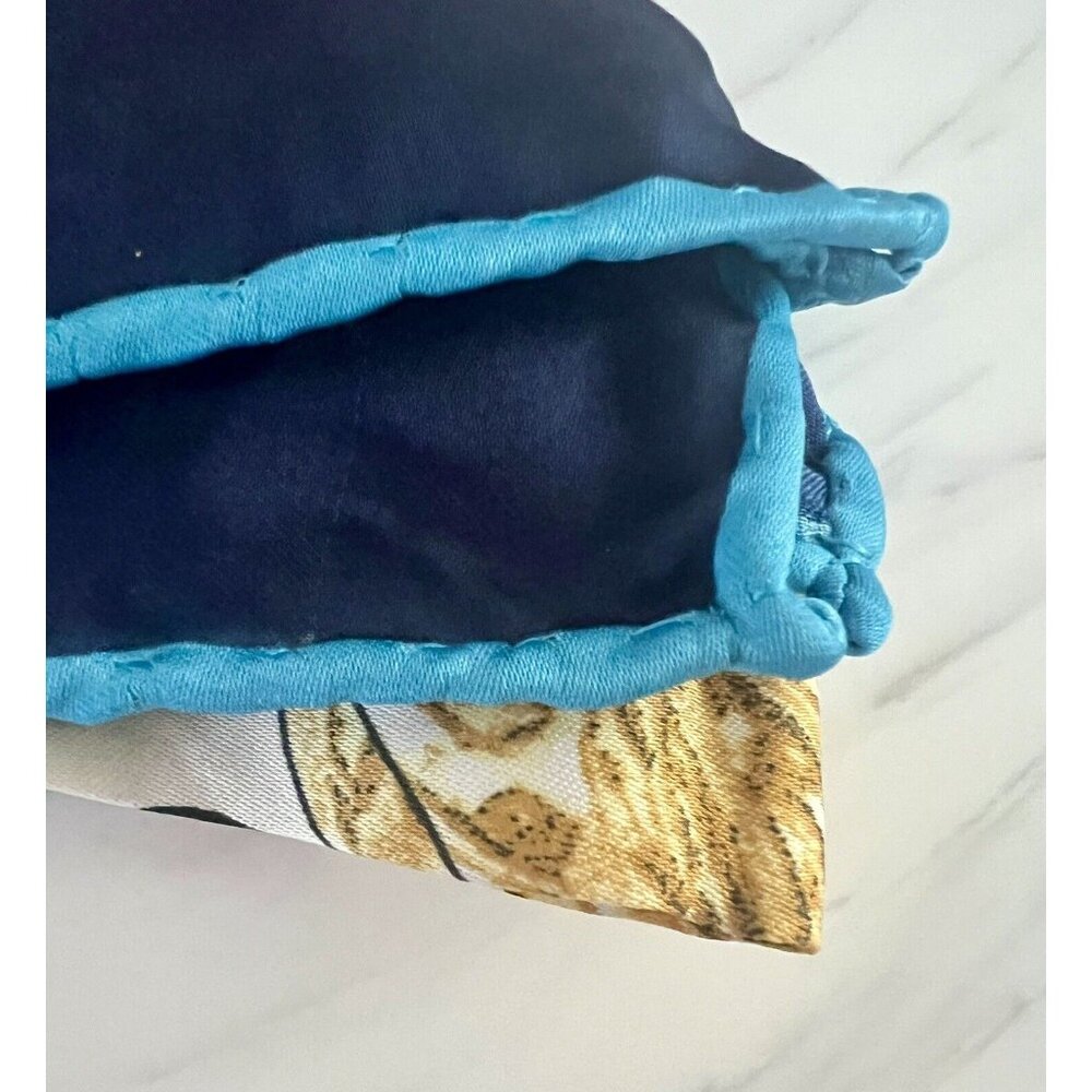 ASTAK Large Statement Silk Scarf Headscarf Paisley Gold Chain Mobwife 43" x 44" - Picture 10 of 11
